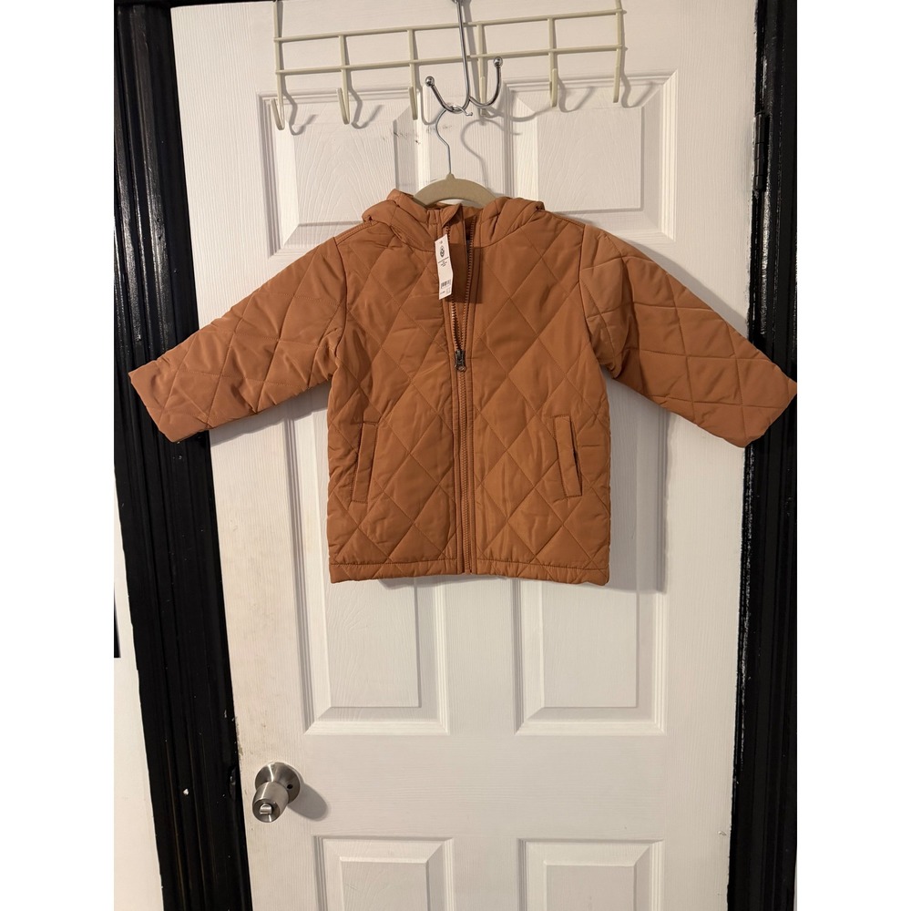 Amazon Essentials Toddler Hooded Quilted Puffer Jacket Brown 3T NEW